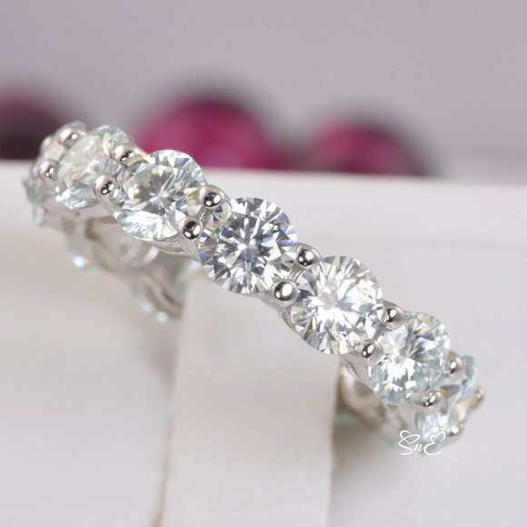 Certified Moissanite Diamond Eternity Ring Wedding Band 5mm 7 Ct - Picture 3 of 15